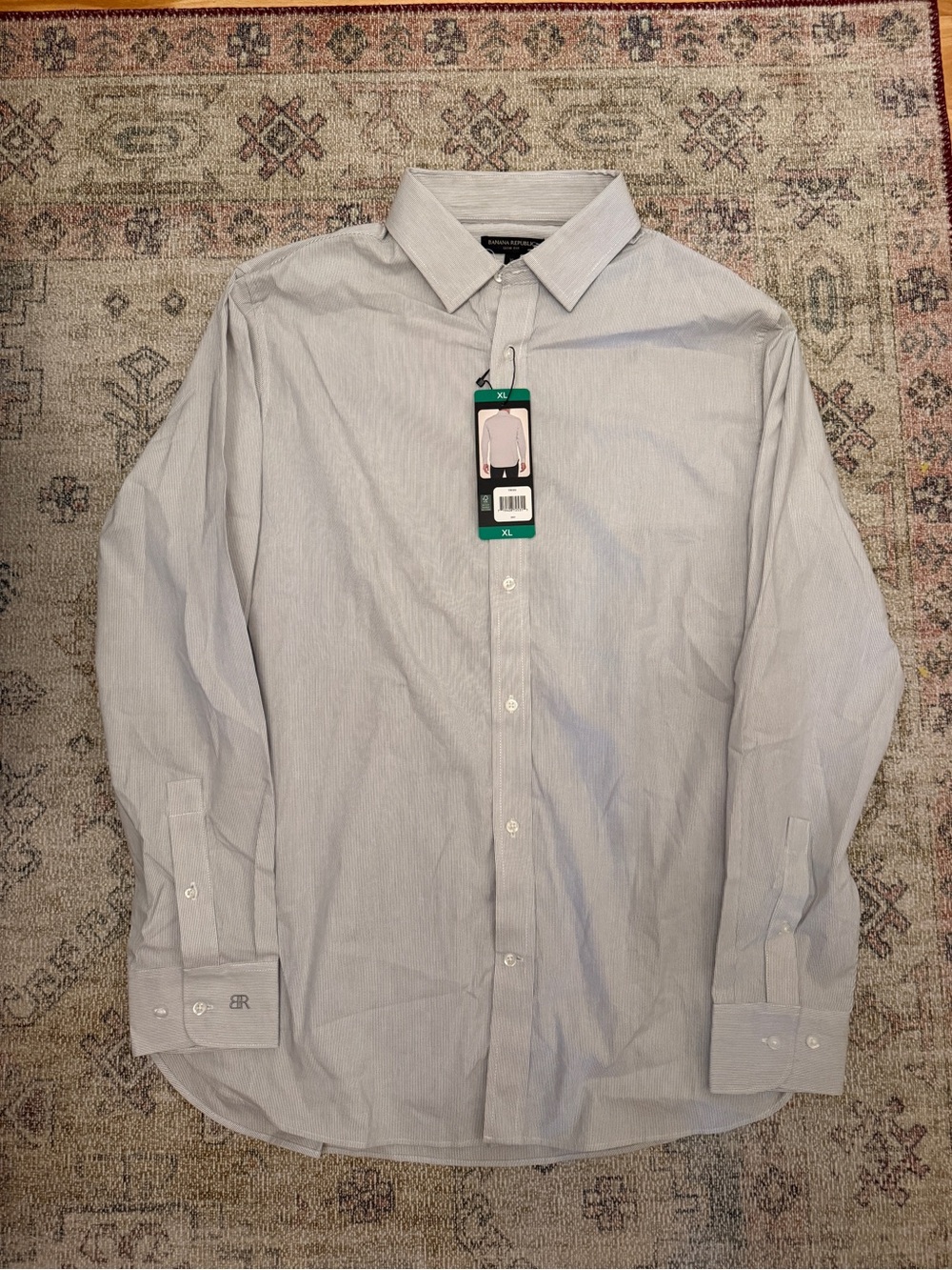 Banana Republic Men's Light Blue Pinstripe Dress Shirt
